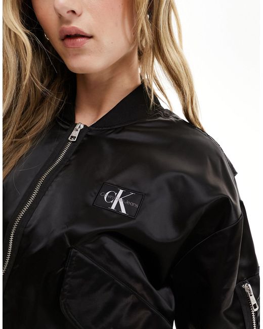 Calvin Klein Black Bomber Jacket With Zip Details