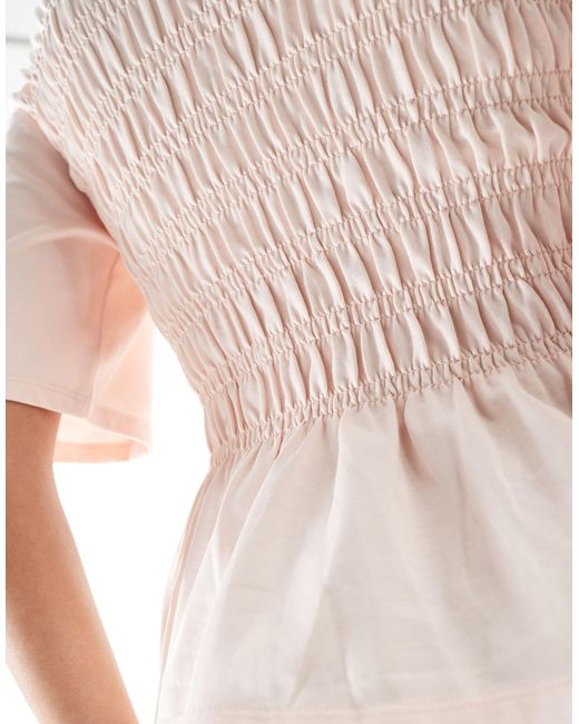 & Other Stories White Top With Ruche Corset Detail