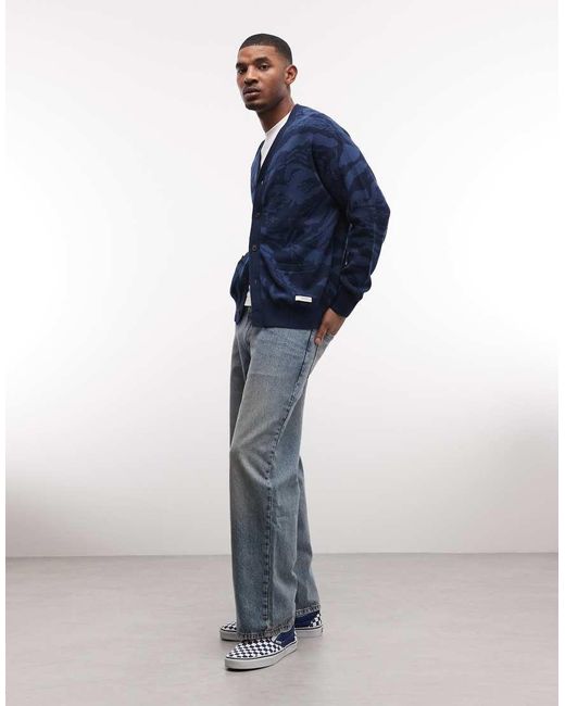 Element Blue Camo Button-up Cardigan for men