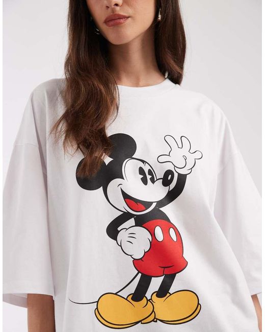 ASOS White Disney Mickey Mouse Print Oversized T-shirt