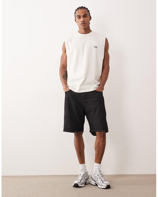 Jack & Jones White Tony Loose Denim Shorts for men