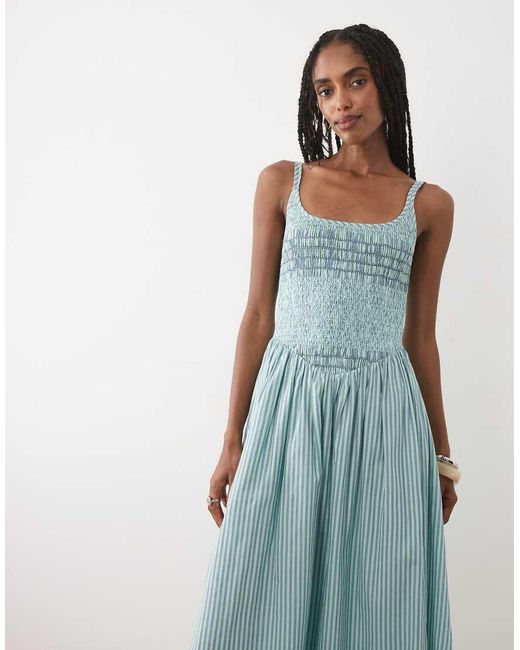 Abercrombie & Fitch Green Scoop Neck Dipped Waist Maxi Dress