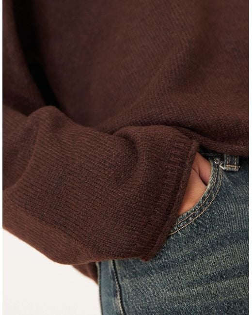 ASOS Brown Slouchy Off The Shoulder Sweater