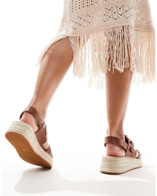 London Rebel Brown Flatform Espadrille Sandals