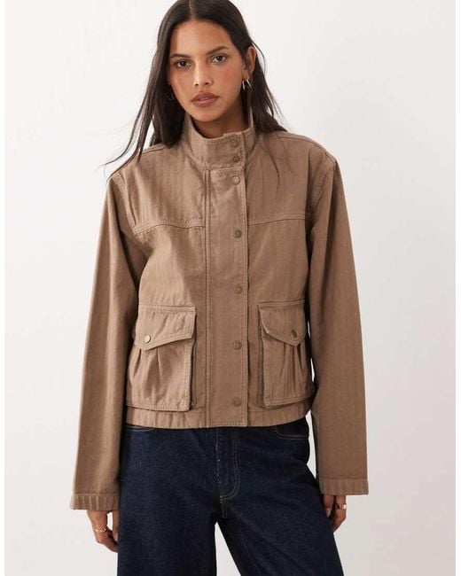 Abercrombie & Fitch Brown Oversized Denim Jacket