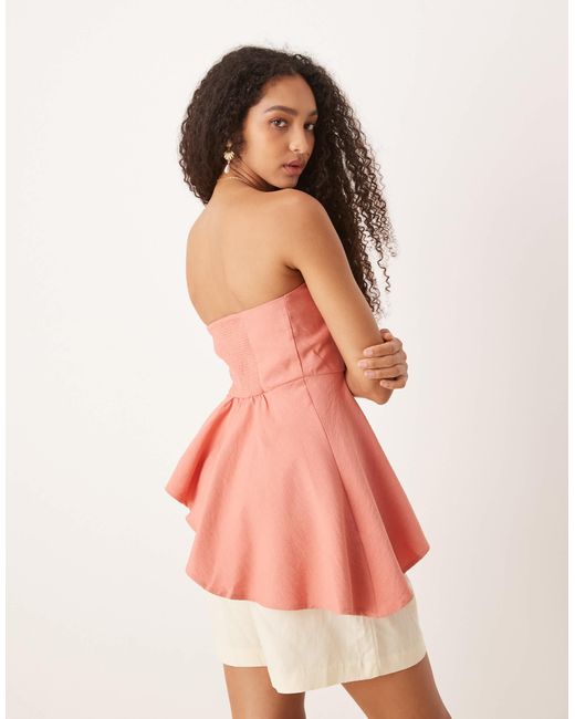 Mango Pink Asymmetric Bandeau Top