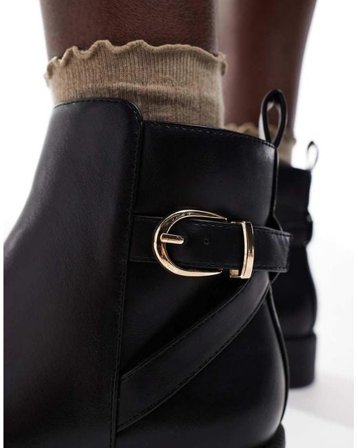 New Look Black Buckle Flat Ankle Boot