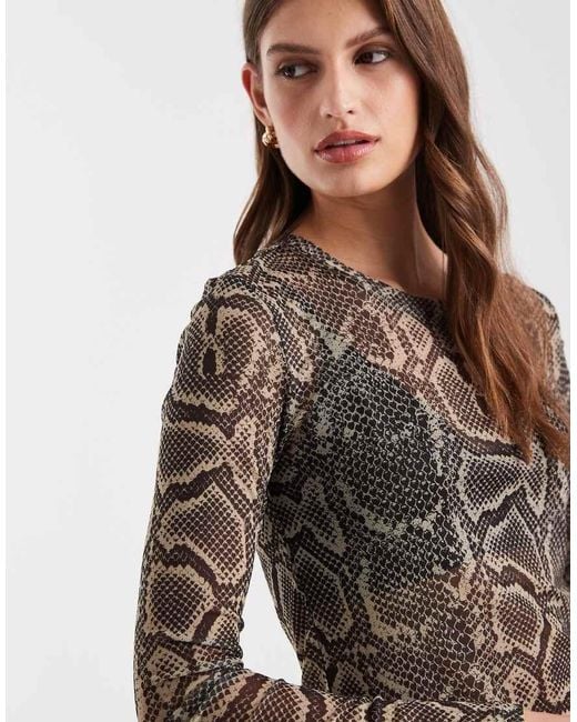 Vero Moda Gray Sheer Long Sleeve Mesh Top