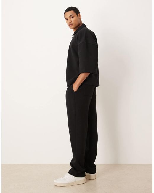 ASOS Black Straight Leg joggers With Pleat Details for men