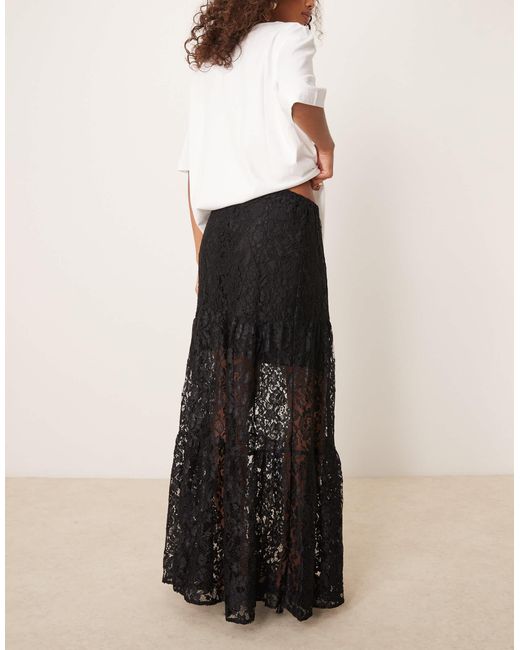 Aliza Lace Cascading Tiered High Waist Maxi Skirt main image 0