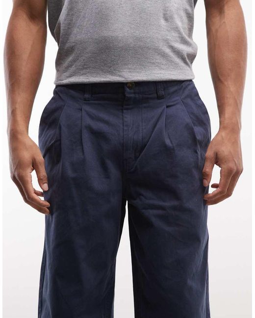 Element Blue Pleated Chino Trousers for men