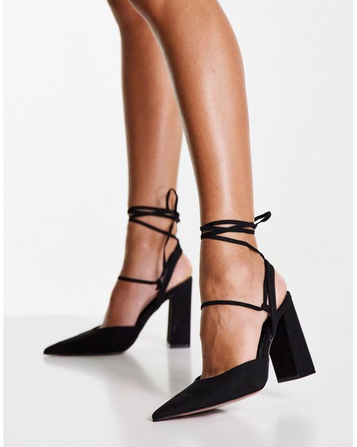 Panda - scarpe con tacco largo allacciate alla caviglia nere di ASOS in Nero  | Lyst