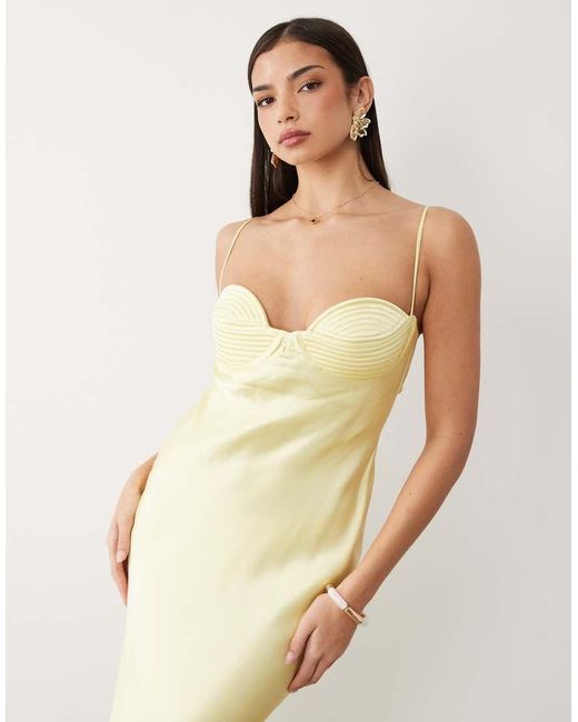 Bardot Natural Devi Satin Cup Detail Open Back Cami Maxi Dress