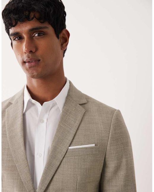 SELECTED Natural Linen Mix Slim Fit Blazer for men