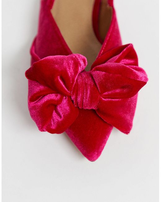 ASOS Lips Bow Slingback Ballet Flats in Pink | Lyst