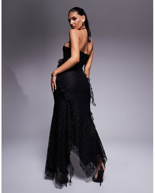 Halterneck Tie-Dye Backless Lace Maxi Dress