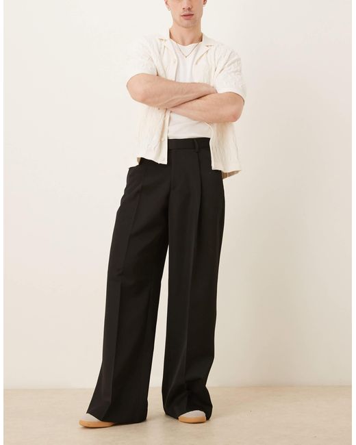 ASOS White Smart Loose Fit Trousers With Front Pleat for men