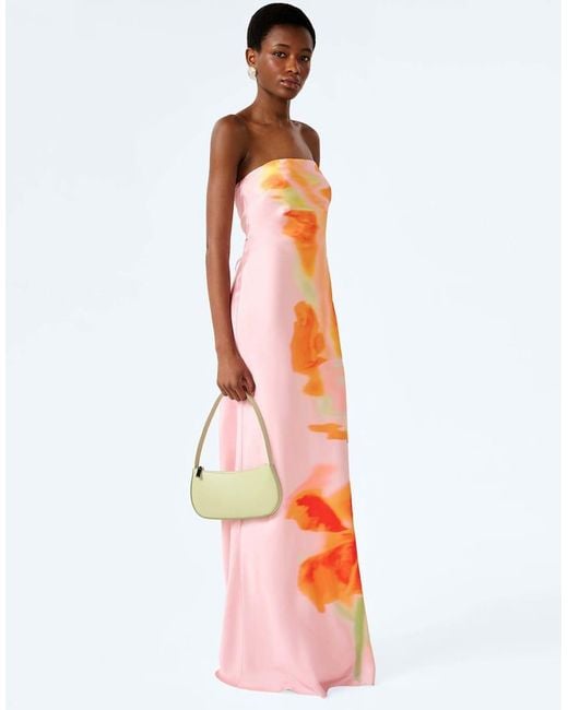 OMNES Orange Dresses Amdra Strapless Floral Maxi Dress