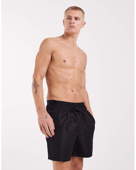 River Island Blue Swim Shorts With Double Waistband for men