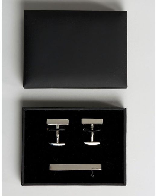BOSS by HUGO BOSS Boss Cufflink & Tie Bar Gift Set In Silver in Metallic  for Men | Lyst Australia