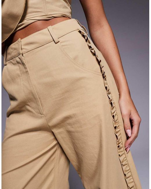 ASOS Multicolor Co-ord Cotton Twill Barrel Trouser With Ruffle