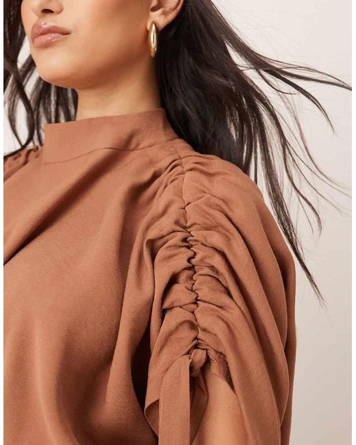 ARRANGE Natural Slouchy Top With Drawstring Detail