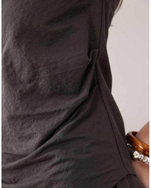ASOS Black Co-ord Linen Look Longline Top With Asymmetric Hem