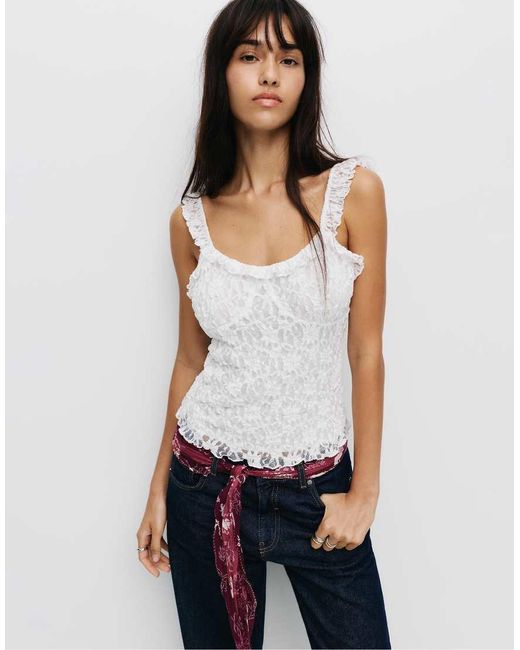Pull&Bear White Lace Strappy Top