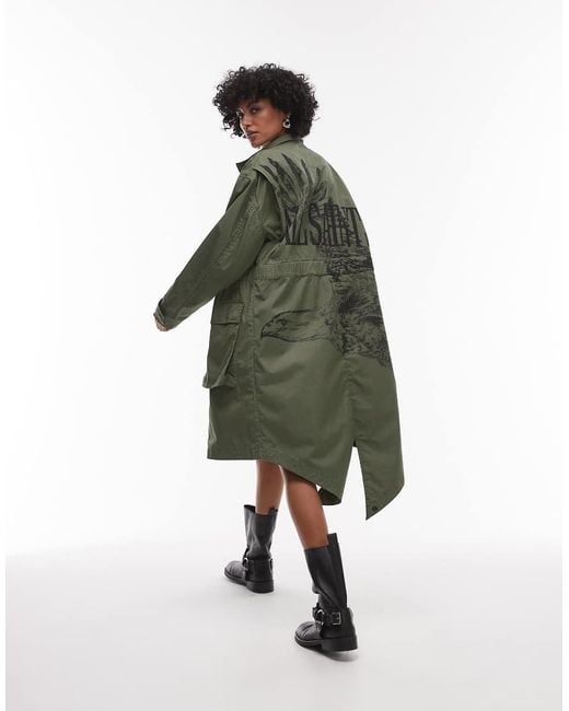 AllSaints Green Milla Bird Parka
