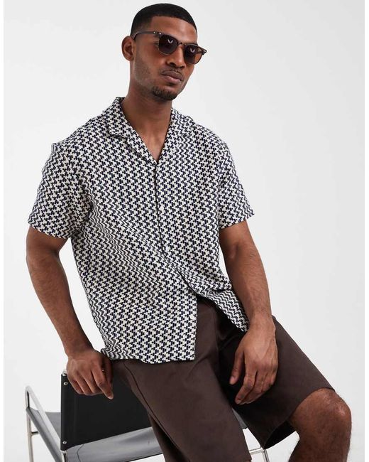 Jack & Jones Gray Textured Print Shirt for men