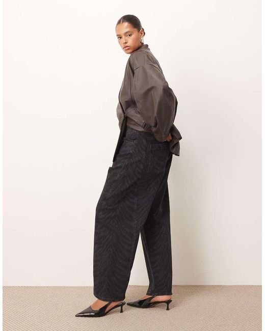 ARRANGE Brown Curve Franklyn Seam Detail Barrel Jean