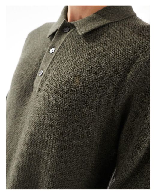 Abercrombie & Fitch – polo-strickpullover aus merinowolle in Black für Herren
