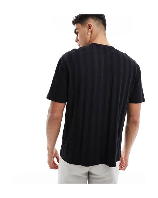 ASOS Black Relaxed Fit Textured Rib T-shirt for men