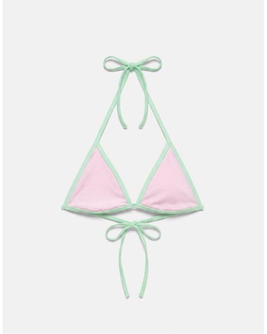 Pull&Bear Brown Contrast Trim Triangle Bikini Top