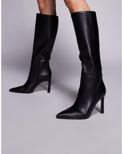 ASOS Black Charmed Heeled Knee Boots