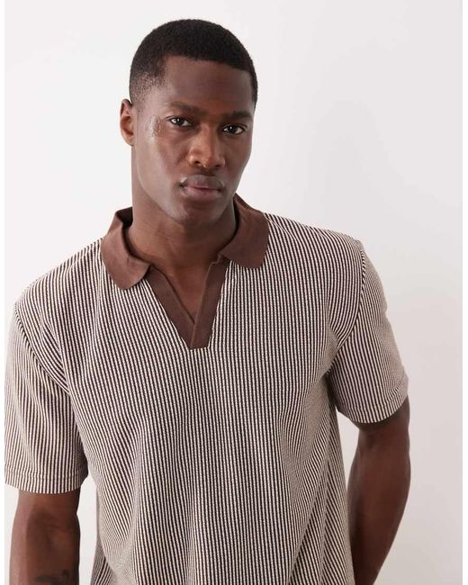 Brave Soul Brown Short Sleeve Polo Top for men