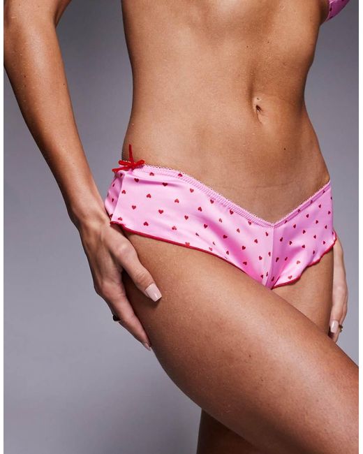 ASOS Red Kitty 2 Pack Of Satin Flutter Knickers With Velvet Bows