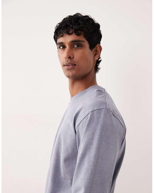 Camiseta Lavado Extragrande De Manga Larga De Punto Liso De Algodón Puro De ARKET de hombre de color Purple