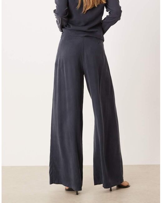 Pantalones De Pernera Ancha Con Parte Delantera Lisa De (Parte De Un Conjunto)-Azul Marino ASOS de color Blue