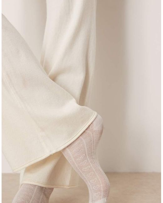 Gina Tricot Natural Co-ord Straight Leg Drawstring Fine Knitted Trousers