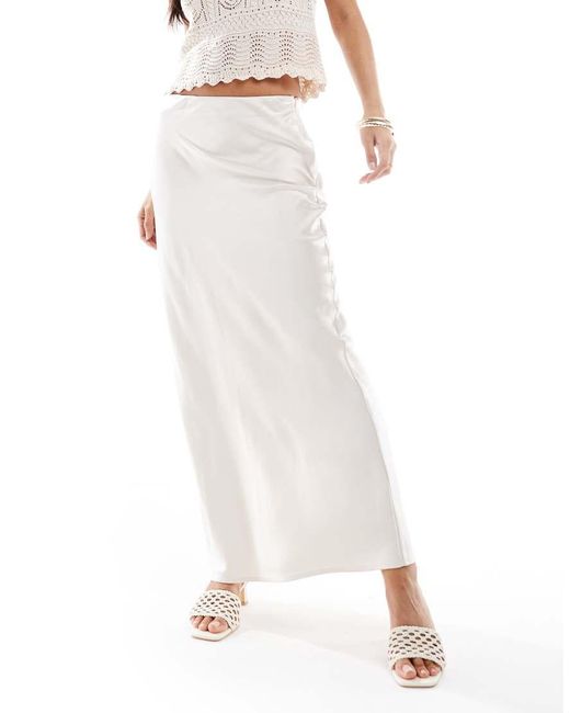 4th & Reckless White Satin Column Maxi Skirt