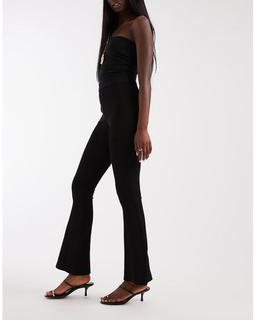 River Island Black High Waisted Rib Flare Leggings