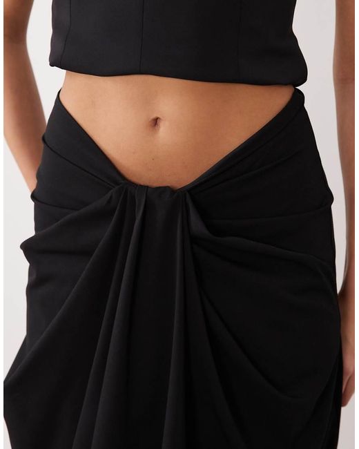 ASOS Black Draped Sarong Column Skirt