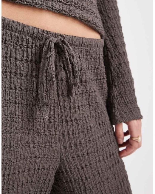 ASOS Gray Mix & Match Textured Tie Waist Wide Leg Trousers