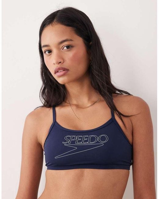 Speedo Blue Endurance+ Logo Thin Strap Bikini