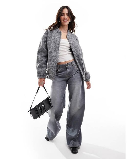 Vero Moda Gray Slouchy Textured Bomber Jacket
