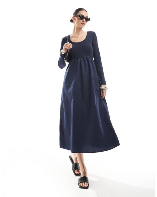 Vestito Midi A Maniche Lunghe di Threadbare in Blue