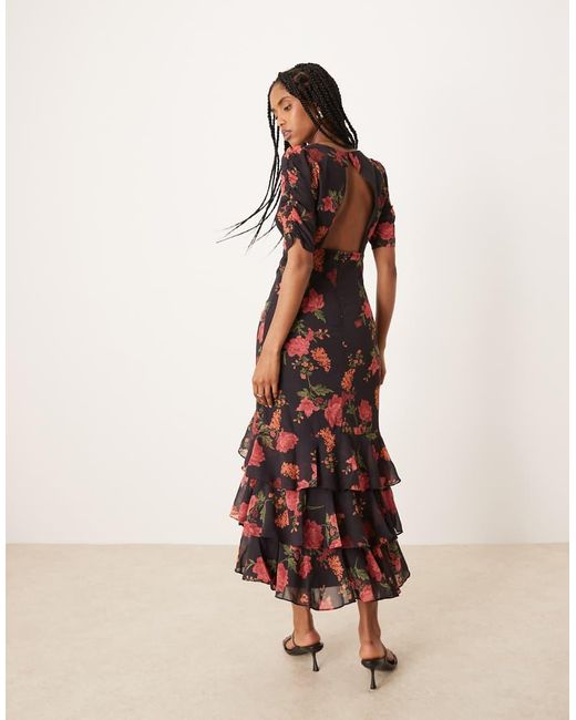 ANAYA Natural Ruched Sleeve Midi Dress