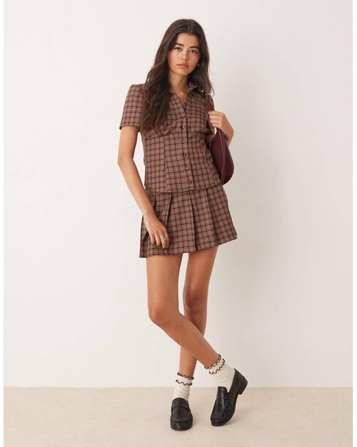 Miss Selfridge Natural – eleganter, karierter minirock, kombiteil