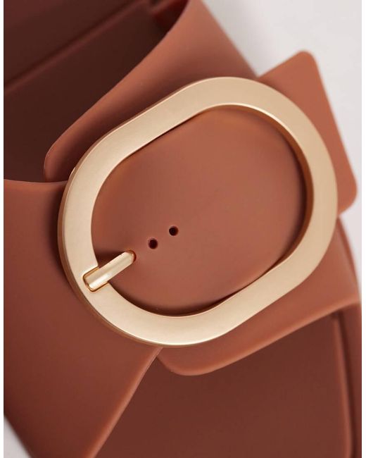 Glamorous Brown Jelly Buckle Sandals